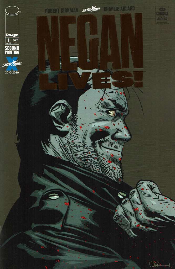 Negan Lives! Bronze Foil Logo|2nd Printing #1/B-2 (VF/NM), Comic Book, Back Issue, buy comic books online, order comics online, marvel comics, sell comic books, online, comic websites, comic store,  vintige comic books, comic book store guelph, comic book store, comic book store near me, Long Box Silver's Comic Book Store