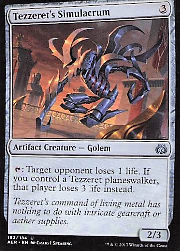 Tezzeret's Simulacrum Aether Revolt #60 Mythic Near Mint or Better