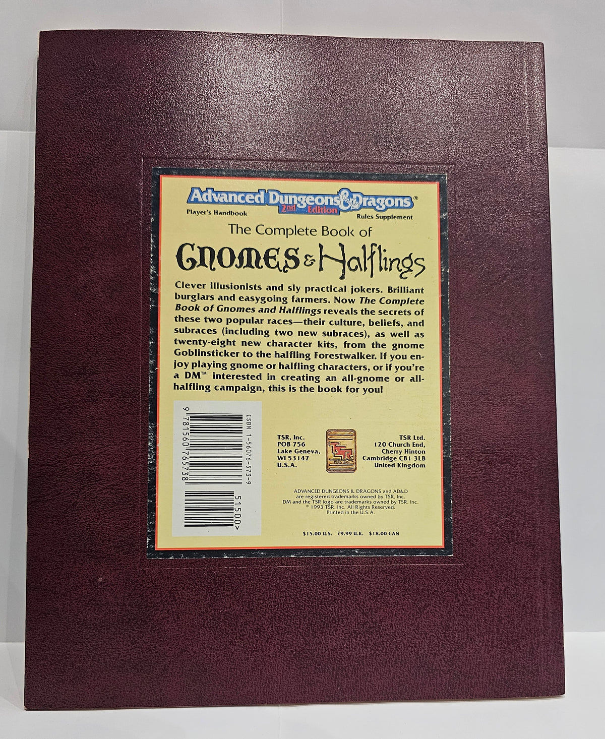 Advanced Dungeons & Dragons 2nd Edition The Complete Book of Gnomes & Halflings