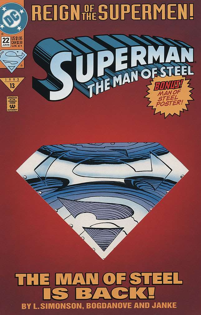 Superman: The Man of Steel #22/Die Cut Cover, DC Comics, Comic Book, Back Issue, buy comics online, comic book store guelph, online comic book store, local comic shop, Long Box Silver's Comics