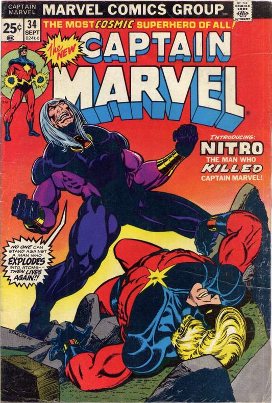 Captain Marvel (1st Series) #34, Comic Book, Back Issue, buy comic books online, order comics online, marvel comics, sell comic books, online, comic websites, comic store,  vintige comic books, comic book store guelph, comic book store, comic book store near me, Long Box Silver's Comic Book Store