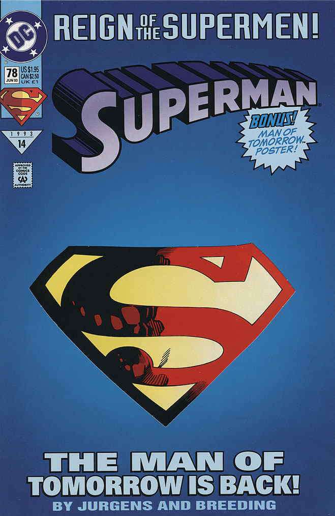 Superman (2nd Series) #78/Die Cut Cover, DC Comics, Comic Book, Back Issue, buy comics online, comic book store guelph, online comic book store, local comic shop, Long Box Silver's Comics