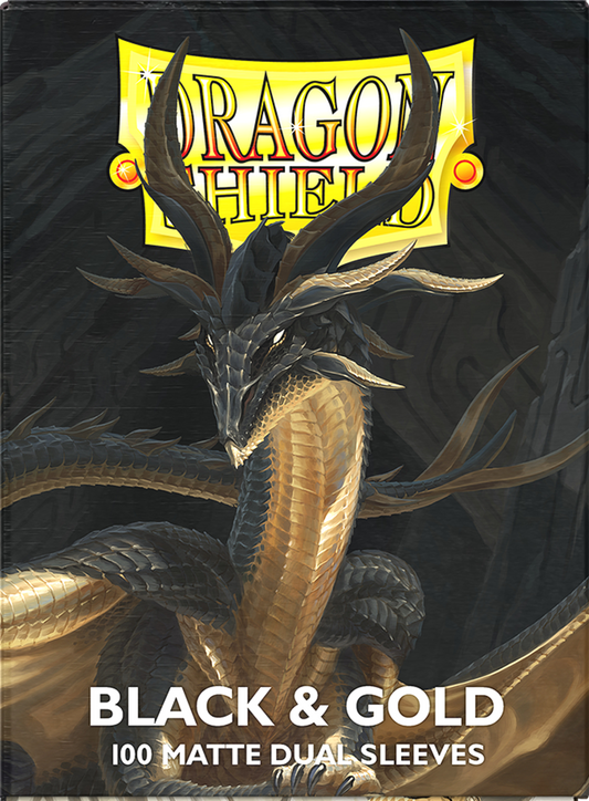 DRAGON SHIELD SLEEVES DUAL MATTE BLACK AND GOLD 100CT