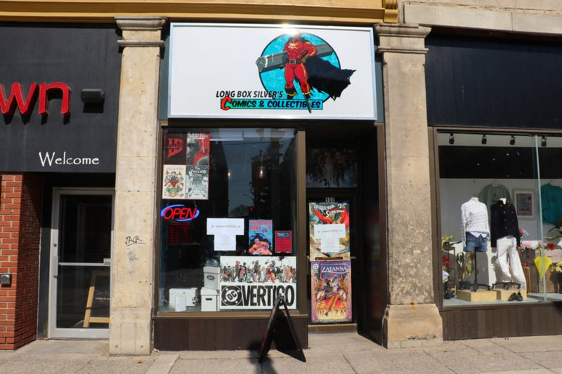 Exterior of Long Box Silver's Comics at 137 Wyndham St. N., Guelph